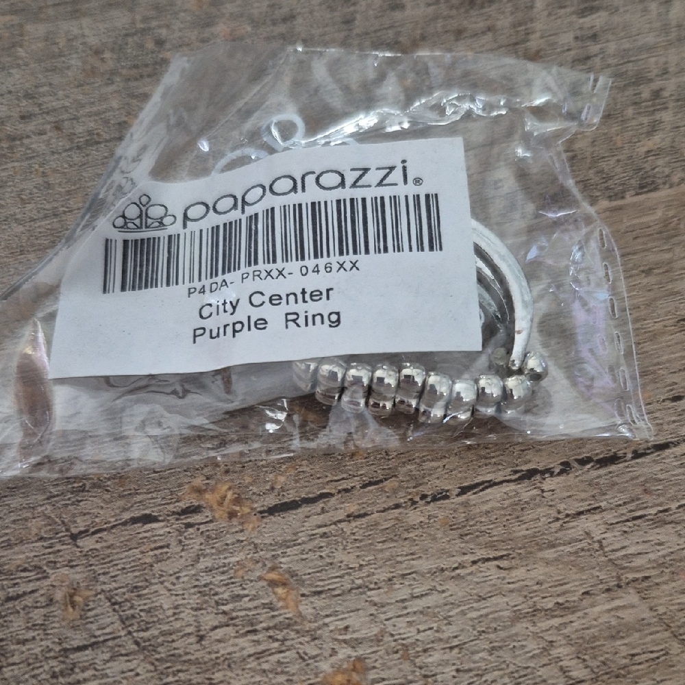 Paparazzi Silver Ring with Purple Beads